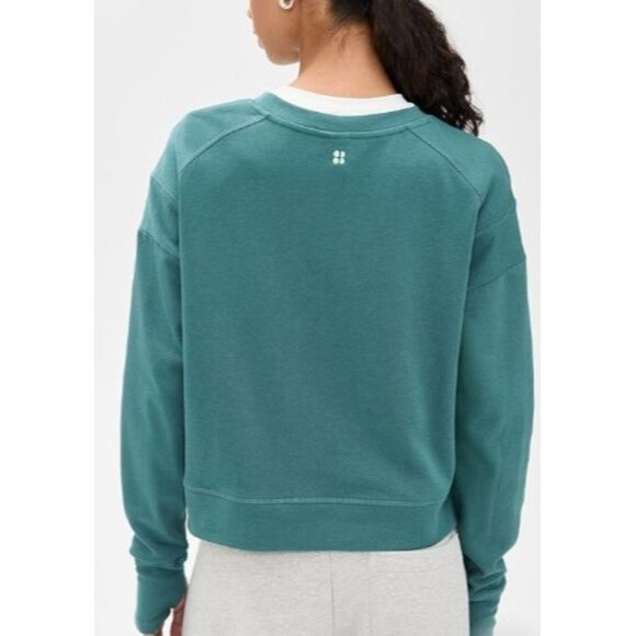 Sweaty Betty After Class Crop Sweatshirt Size XL NWT $68 Jade Green - Picture 2 of 14